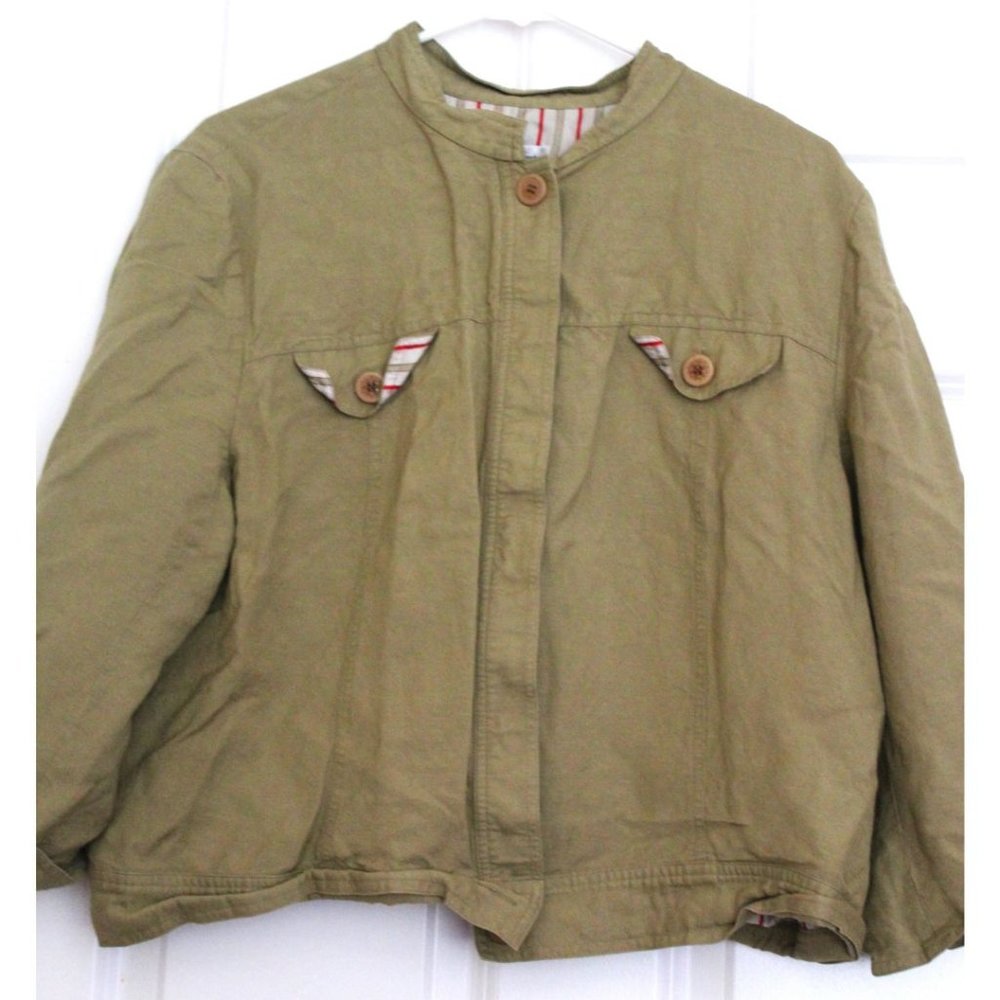 Judith Hart Petites Linen Shacket Shirt Jacket Minimalist Lagenlook Modest Sz 16